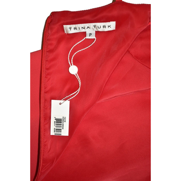 A8 NWT TRINA TURK Bright Red Spaghetti Strap Mini Ferris Summer Dress Size P - Picture 6 of 7
